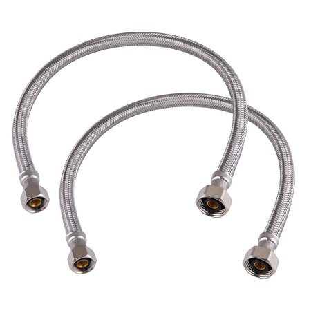 HAUSEN 20-Inch Stainless Steel Faucet Connector 7/16'' C X 1/2"FIP, Faucet Supply Line, 2PK HA-FC-112